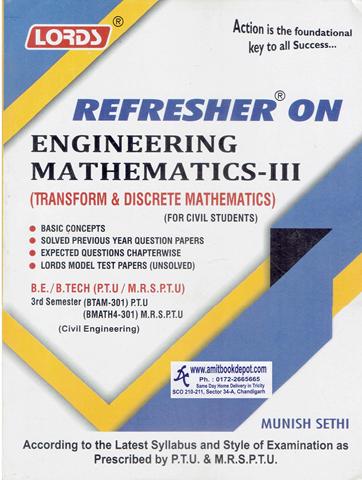 Lords Refresher on Engineering Mathematics 3 BTech 3rd Sem PTU (NEW)