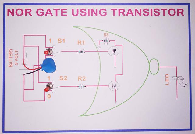 NOR GATE Transistor Method Working Model with Printed Report