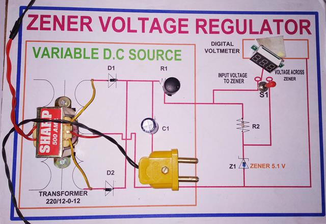 Zener Voltage Regulator Working Model with Printed Report
