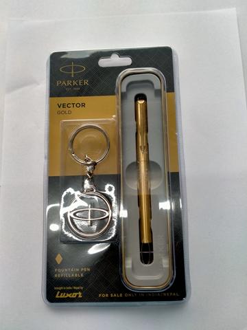 Parker Vector Gold Fountain Pen with Keychain