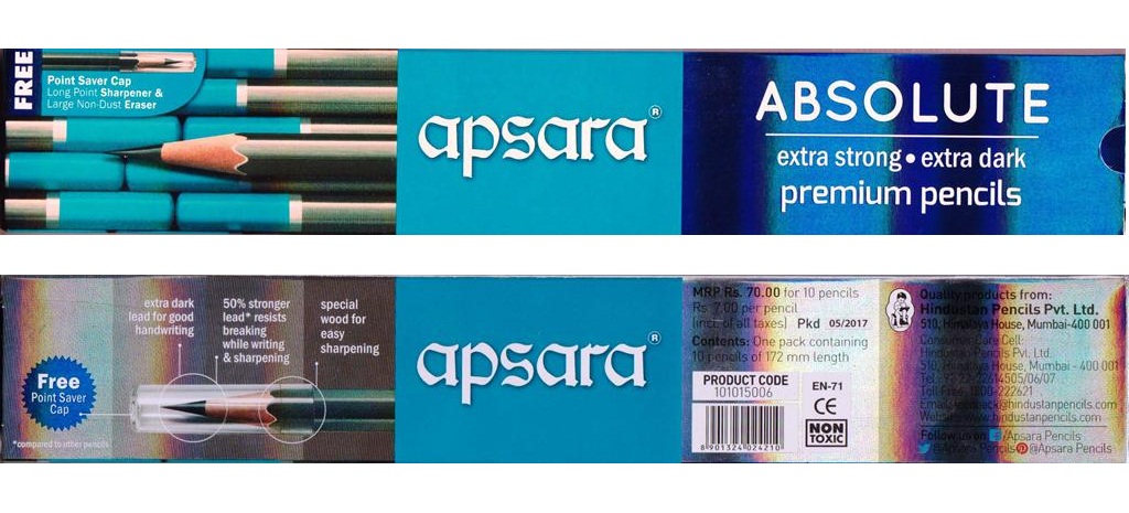 Apsara Absolute extra strong extra dark premium pencil Rs 7/-